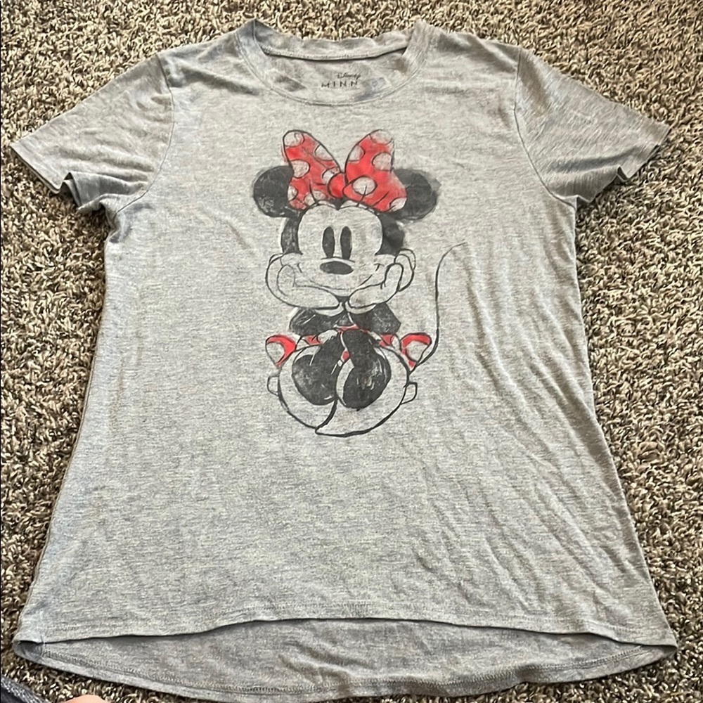 Disney Minnie Mouse Gray and Red Women's Tee